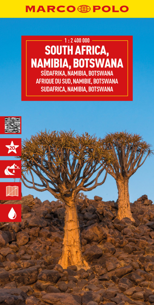 Wegenkaart – landkaart South Africa Namibia Botswana – Zuid Afrika Namibië Bostwana | Marco Polo